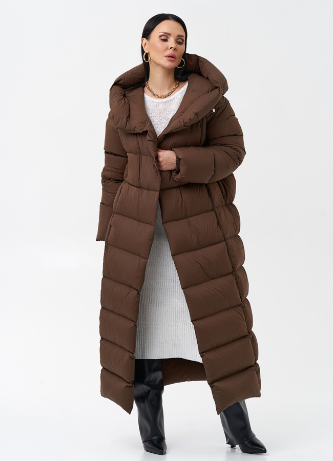 Женский пуховик с капюшоном  модель № 28977 универмаг малина