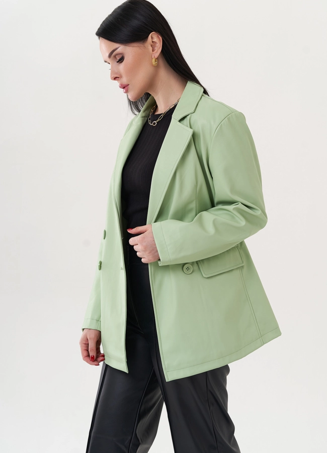 Пиджак из эко кожи с английским воротником модель № 26744 универмаг малина