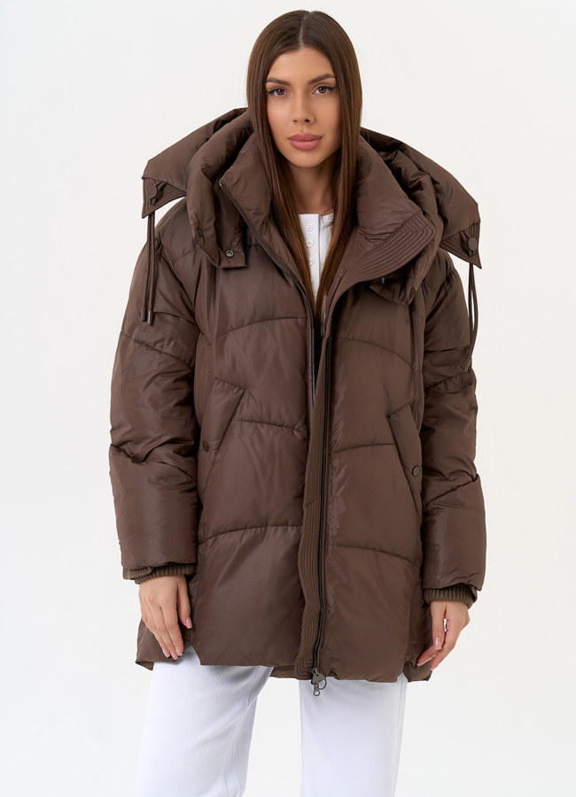 Женский пуховик с капюшоном модель № 31593 в рассрочку
