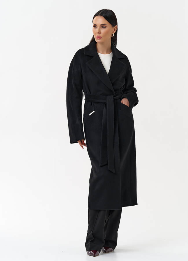 Классическое женское пальто в черном цвете модель № 21307 в рассрочку
