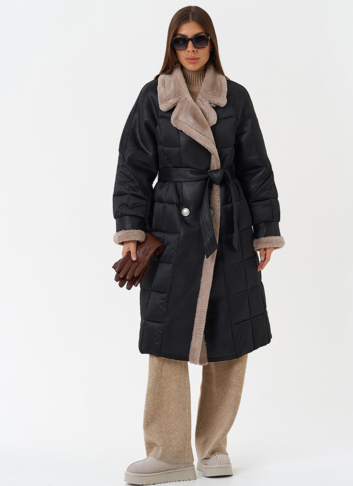 Комбинированный пуховик из эко кожи Комбинированный пуховик из эко кожи