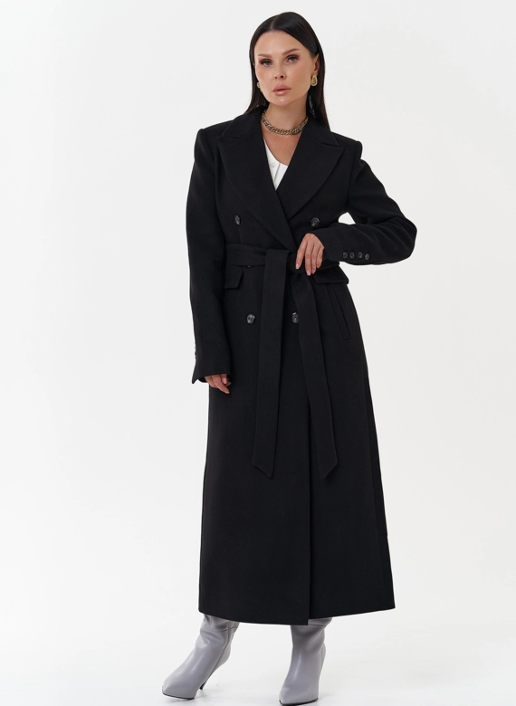 Двубортное пальто с английским воротником