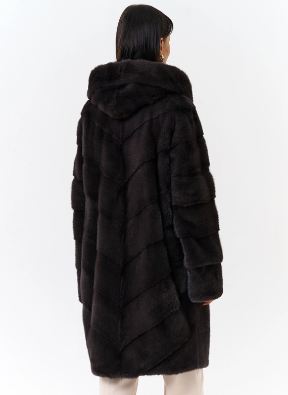 Норковая шуба с капюшоном