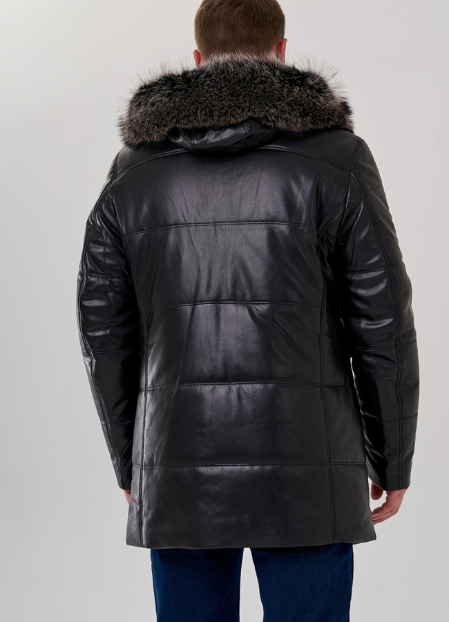 Пуховик мужской из натуральной кожи модель № 79171 в кредит
