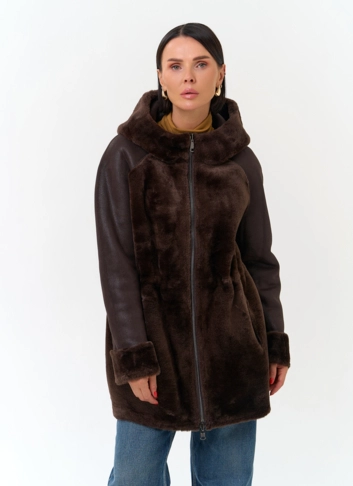 Женская дубленка из эко замши