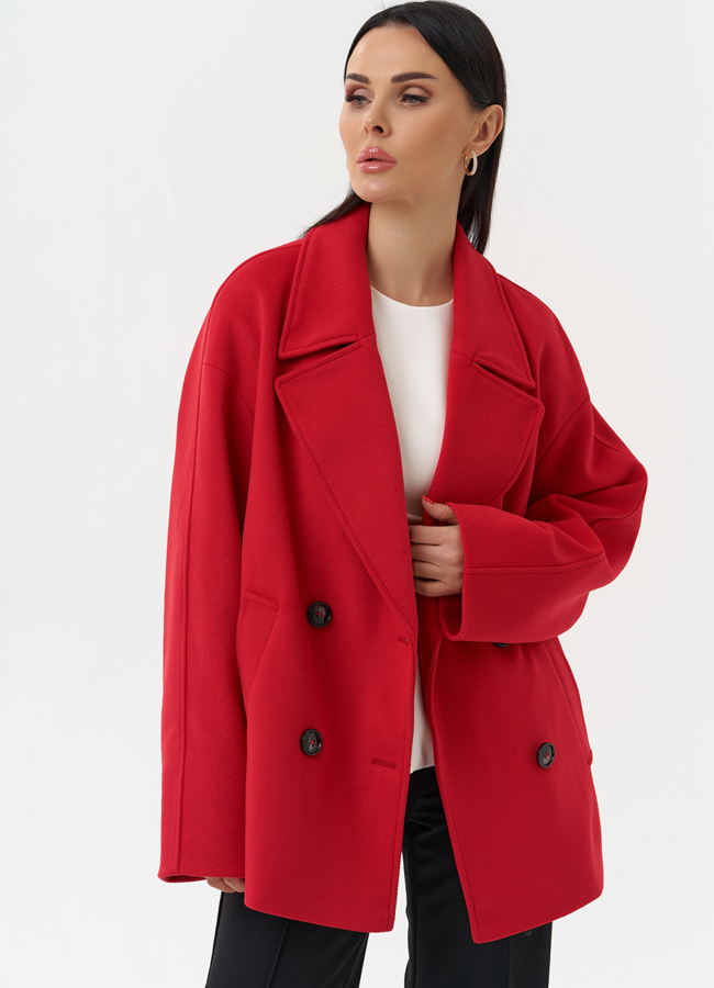 Укороченное двубортное пальто модель № 30087 универмаг малина