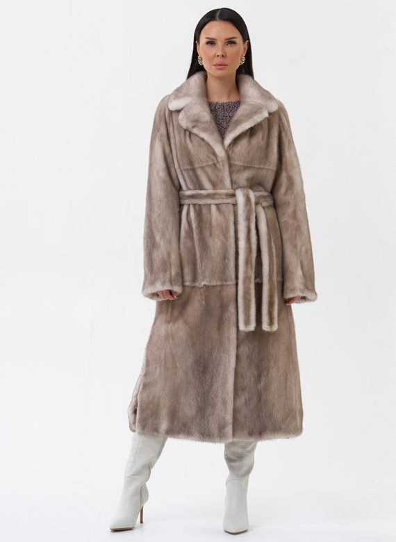 Длинная светлая норковая шуба