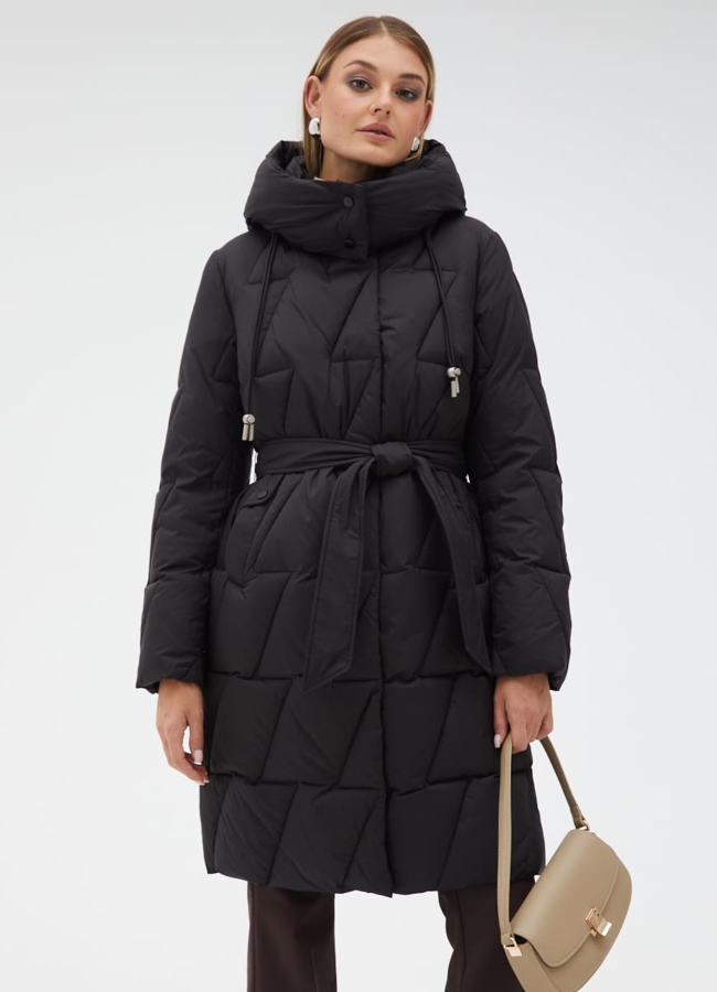 фото Женский пуховик с поясом модель № 31132