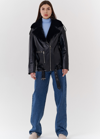 Куртка-косуха из эко кожи на утеплителе с натуральным мутоном Куртка-косуха из эко кожи на утеплителе с натуральным мутоном