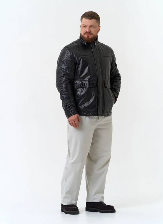 Мужская утепленная куртка из натуральной кожи фото