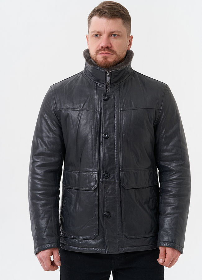 Куртка из натуральной кожи с отделкой из мутона модель № 28950 в кредит