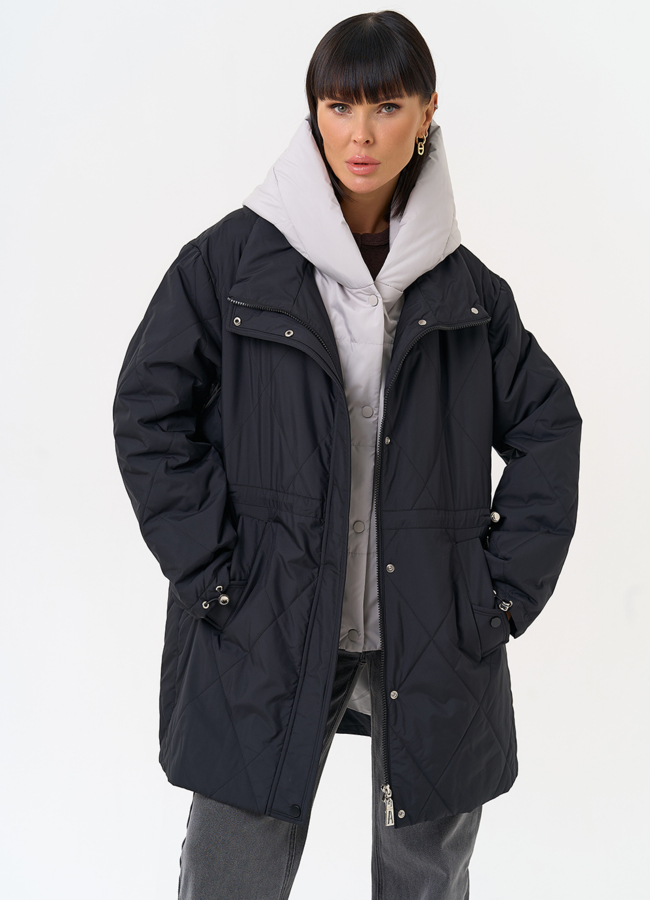 Женская удлиненная куртка со съемным капюшоном модель № 31547 в кредит