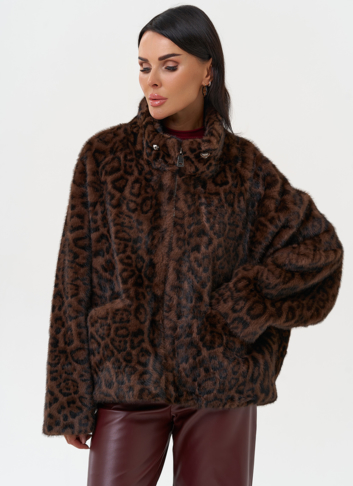 Женская куртка из эко меха с воротником 