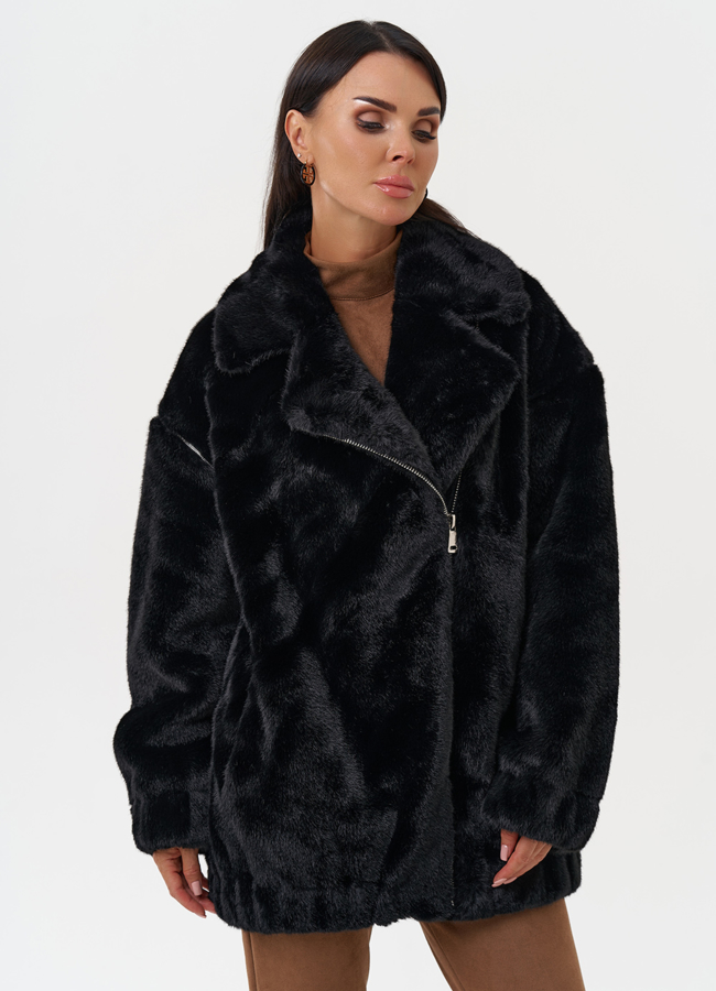 Женская шуба из эко меха со съёмными рукавами модель № 31248 меха малина